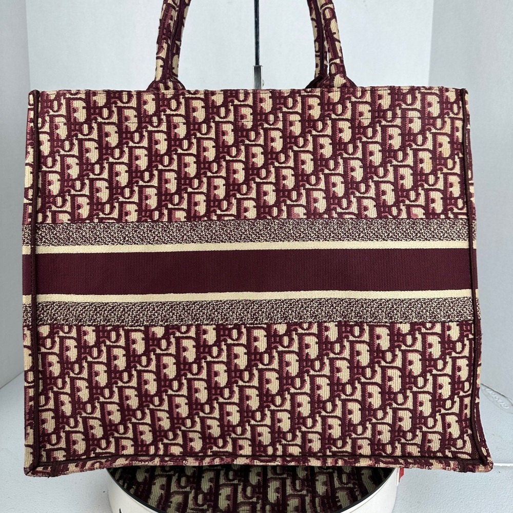 Christian Dior Book Tote Oblique Canvas Large WINE - Picture 5 of 14
